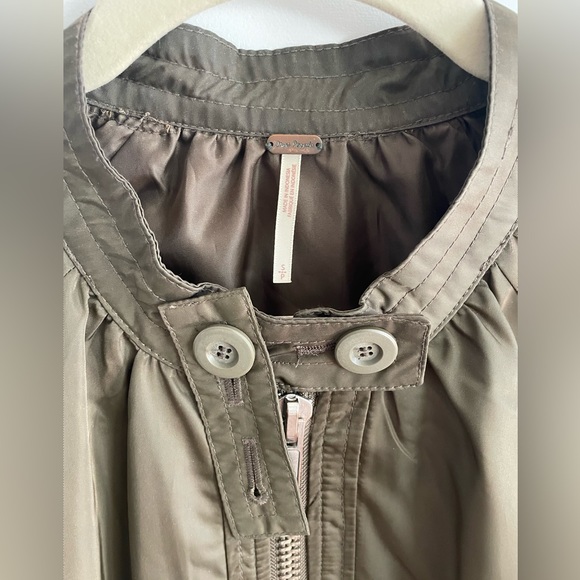 Free People Midnight Bomber Jacket Olive Green Small S Zip Up Front - Picture 5 of 8